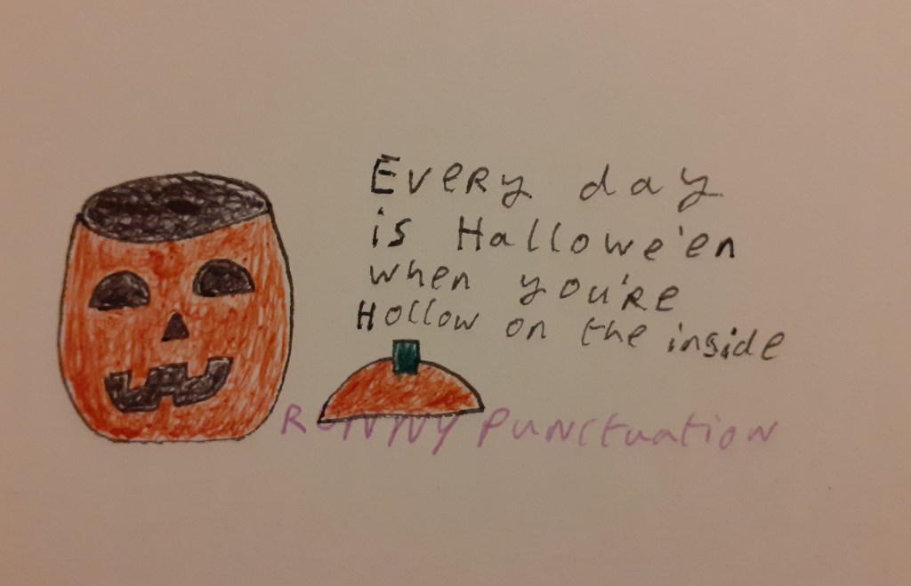 Halloween cartoon ronny punctuation