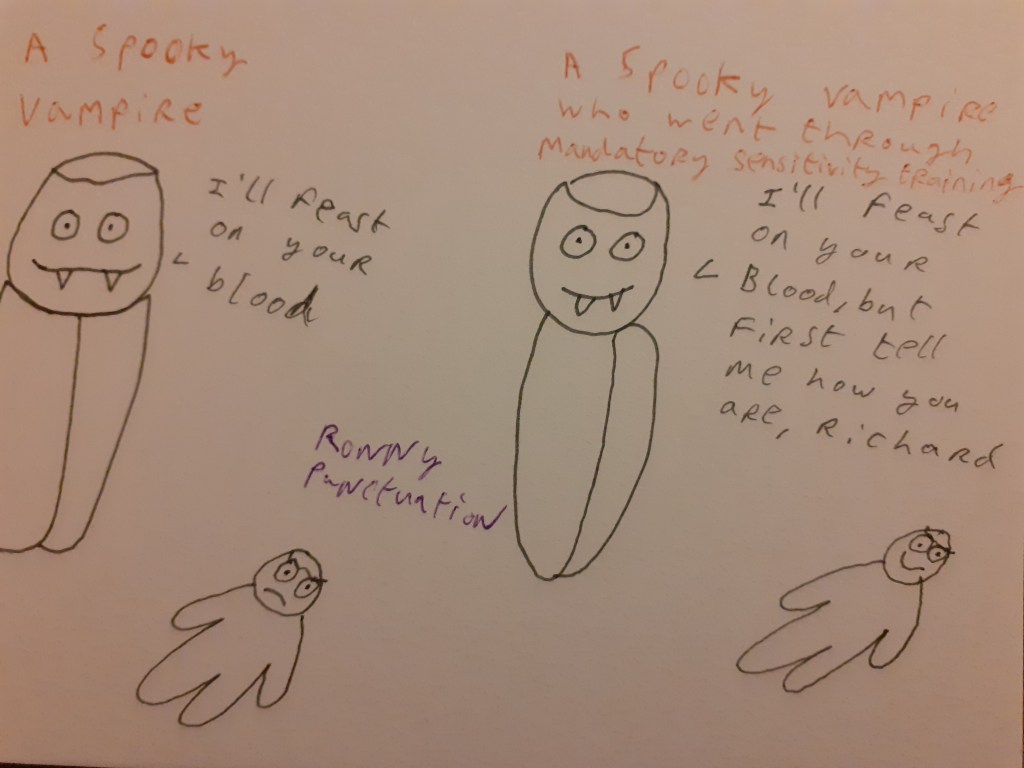 Halloween cartoon ronny punctuation