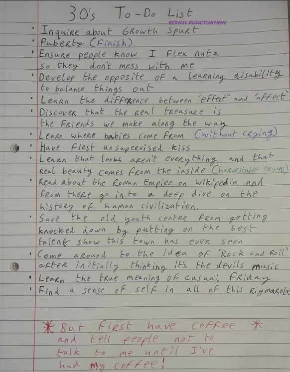 30's to-do list